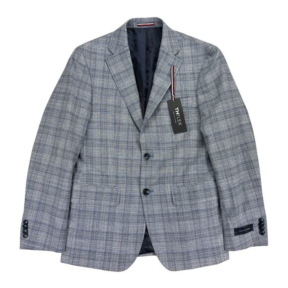 Tommy Hilfiger Mens Conrad Modern Fit Plaid Sport Coat Light Blue 36S - Picture 1 of 5
